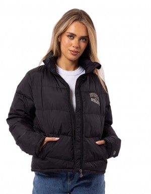 Geaca Puffer Russell Athletic Arch Logo Dama Negrii | 43652-GKCH