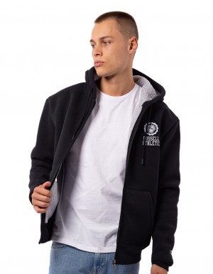 Geaca Russell Athletic Collegiate Sherpa Barbati Negrii | 60173-RLAT