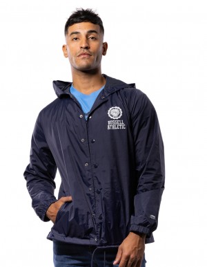 Geaca Russell Athletic Hooded Coaches Barbati Bleumarin | 54637-XBZW