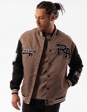 Geaca Russell Athletic Varsity Badge Barbati Maro | 31480-PTVQ