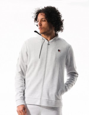 Hanorac cu Gluga Russell Athletic Americana Tech Fleece Zip Barbati Gri Deschis | 80359-HZMQ