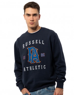 Pulovere Cu Decolteu Russell Athletic Midfielder Barbati Bleumarin | 63597-GIJA