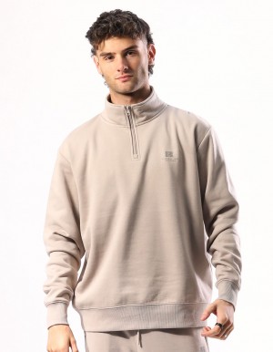 Top Russell Athletic Brooklyn Quarter Zip Barbati Bej | 92680-JPYI