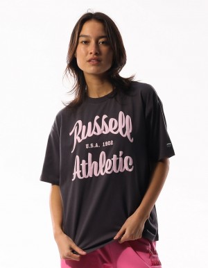 Tricouri Russell Athletic Annie Oversized Dama Gri Inchis | 27154-EFRA