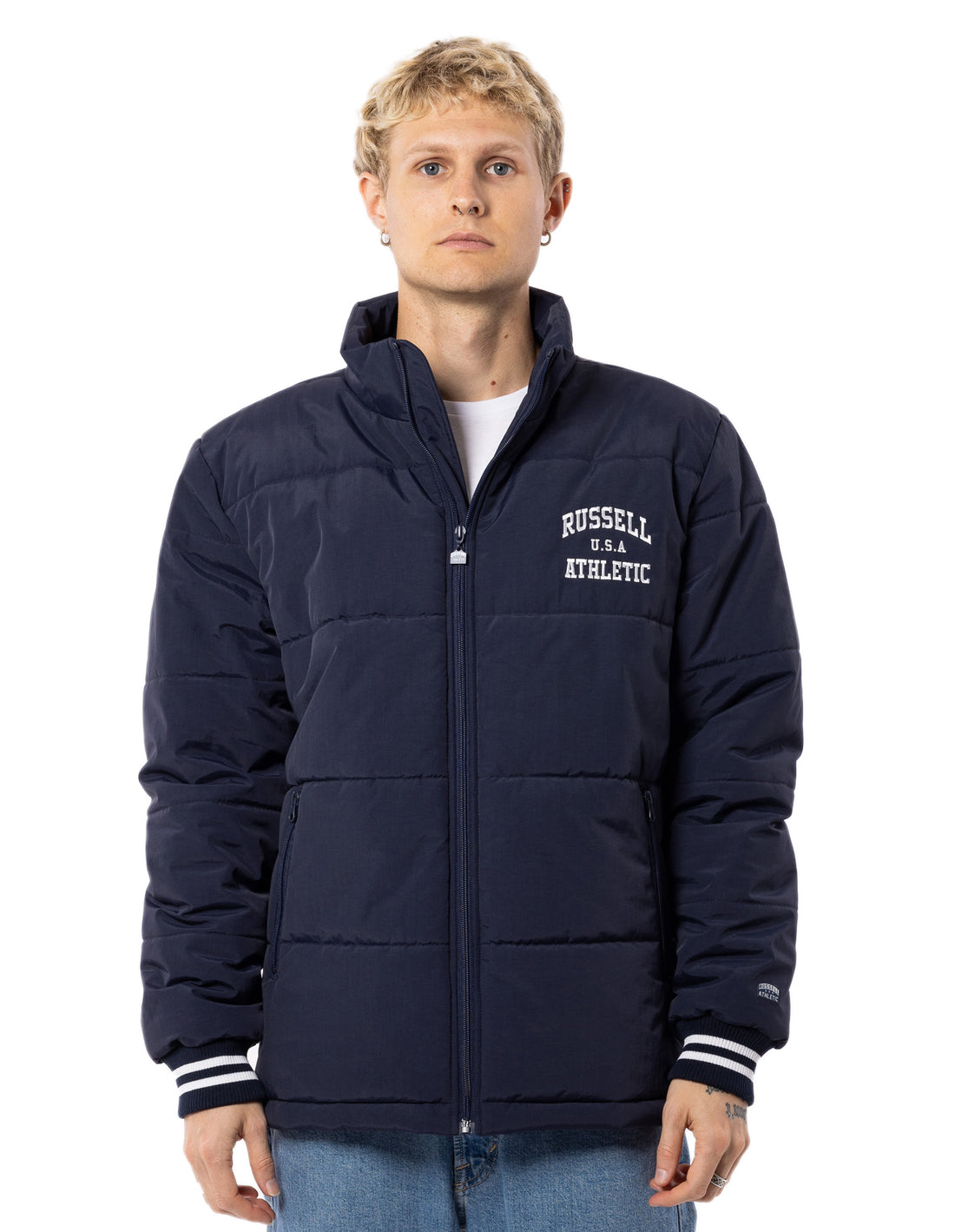 Geaca Puffer Russell Athletic Klute Barbati Bleumarin | 27491-CQJS