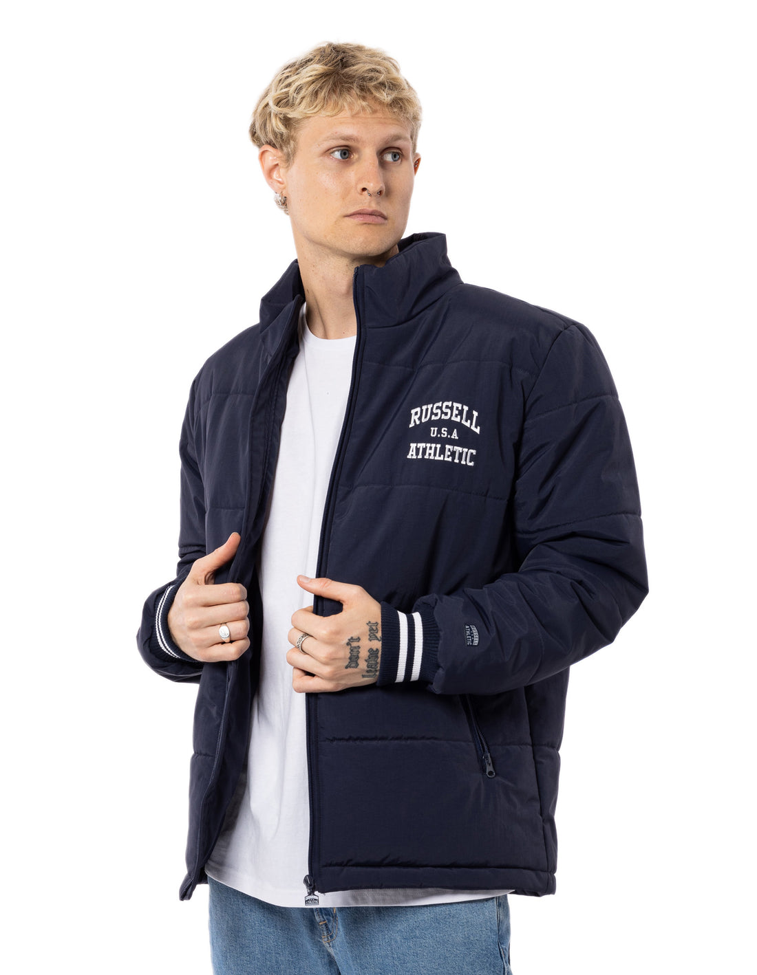 Geaca Puffer Russell Athletic Klute Barbati Bleumarin | 27491-CQJS