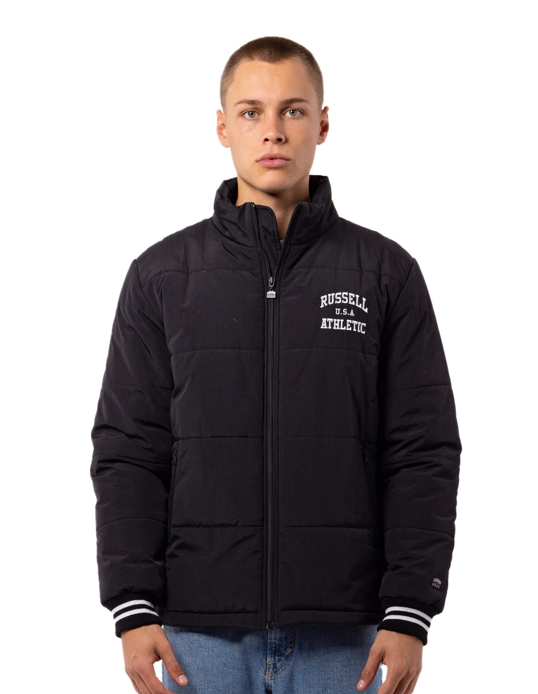 Geaca Puffer Russell Athletic Klute Barbati Negrii | 20869-LBEI