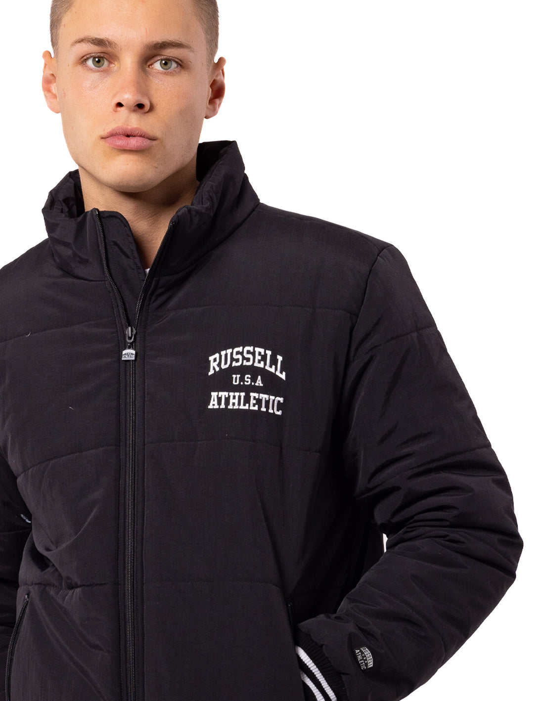 Geaca Puffer Russell Athletic Klute Barbati Negrii | 20869-LBEI