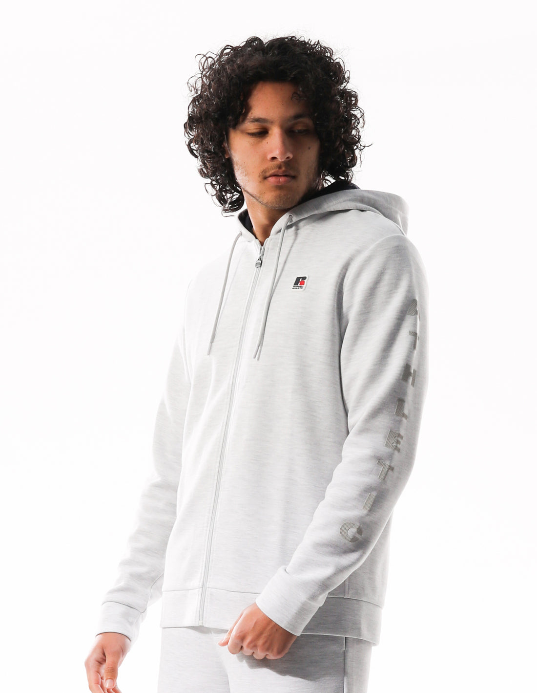 Hanorac cu Gluga Russell Athletic Americana Tech Fleece Zip Barbati Gri Deschis | 80359-HZMQ