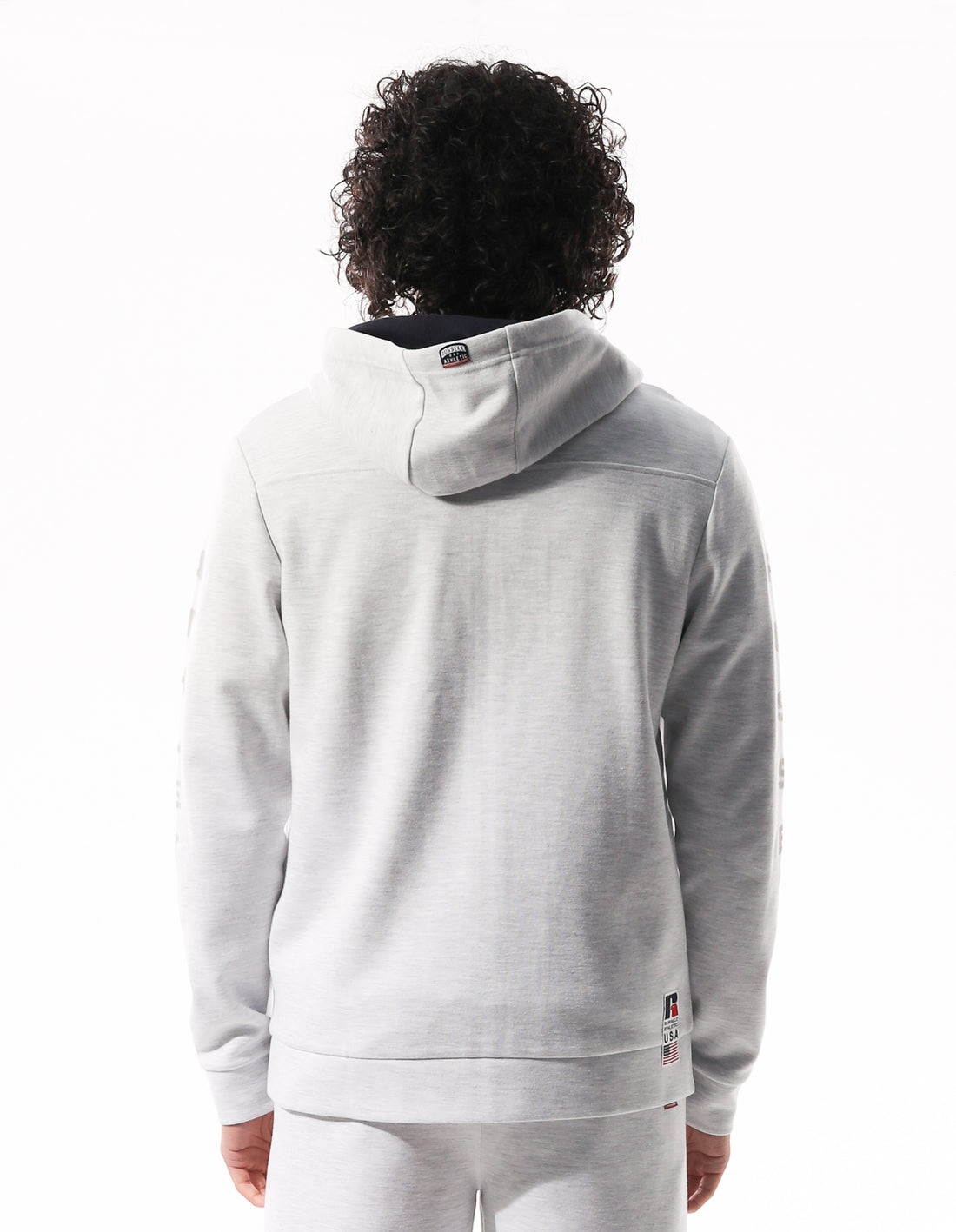 Hanorac cu Gluga Russell Athletic Americana Tech Fleece Zip Barbati Gri Deschis | 80359-HZMQ