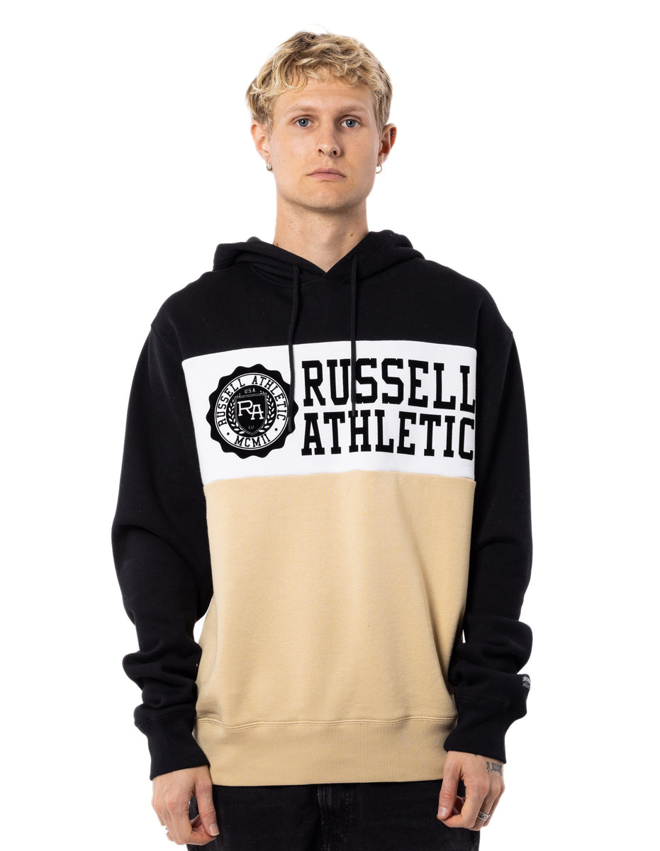 Hanorac cu Gluga Russell Athletic Carter Barbati Bej Negrii | 90582-IEMW