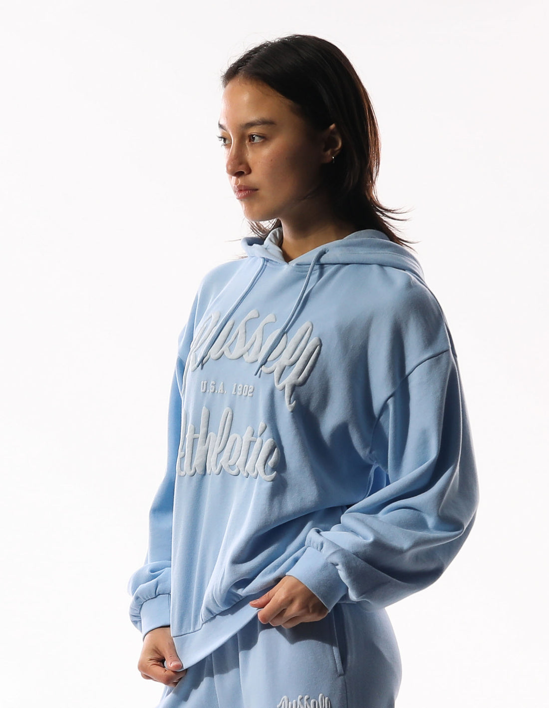 Hanorac cu Gluga Russell Athletic Maplewood Oversized Dama Albastri | 25910-NZUY