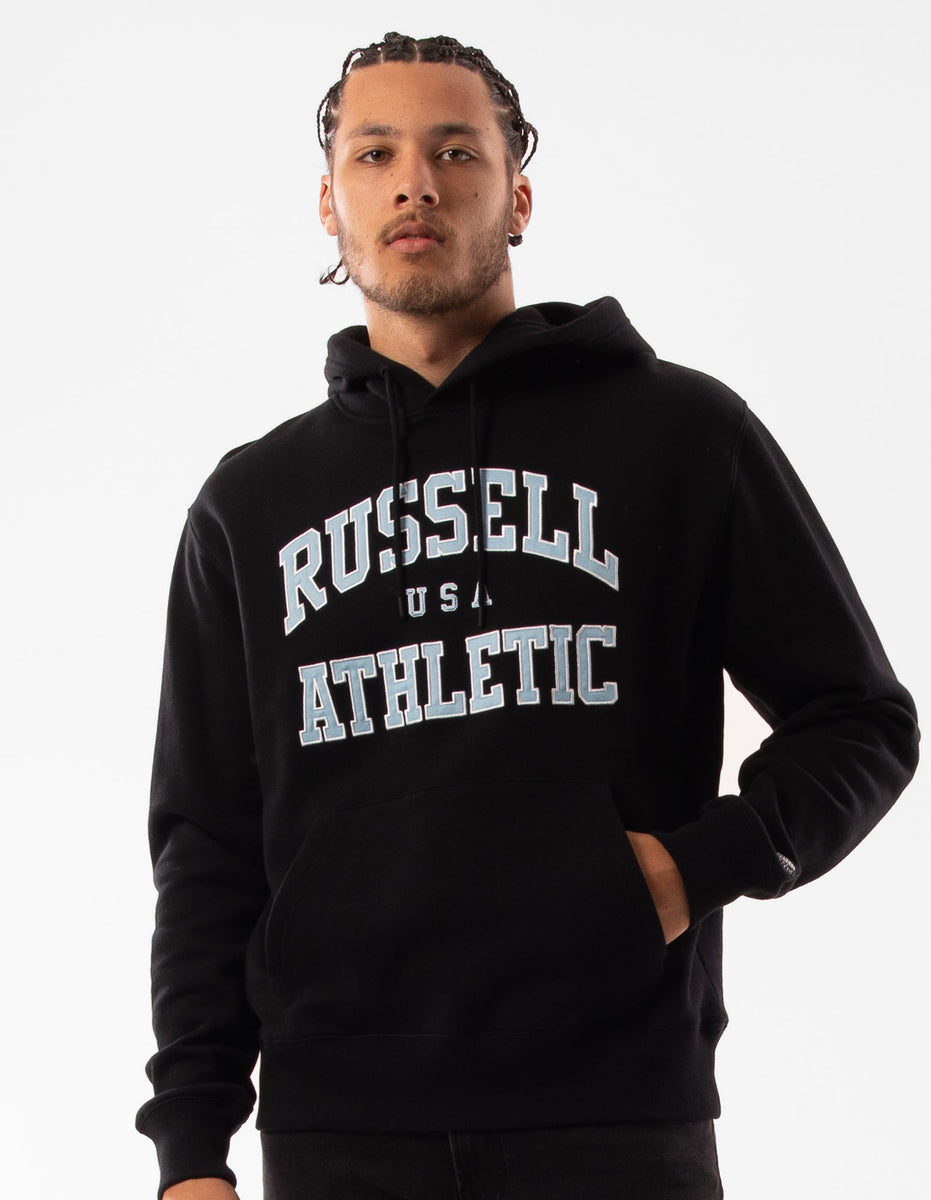 Hanorac cu Gluga Russell Athletic Mercer Barbati Negrii | 80327-LKIY