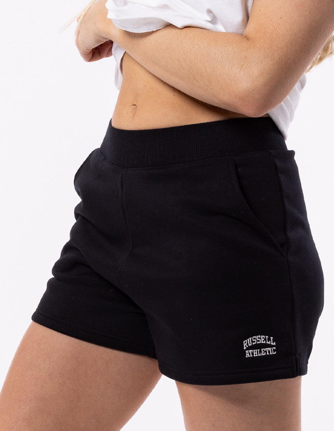 Pantaloni Scurti Russell Athletic Originals Dama Negrii | 56831-BIXS