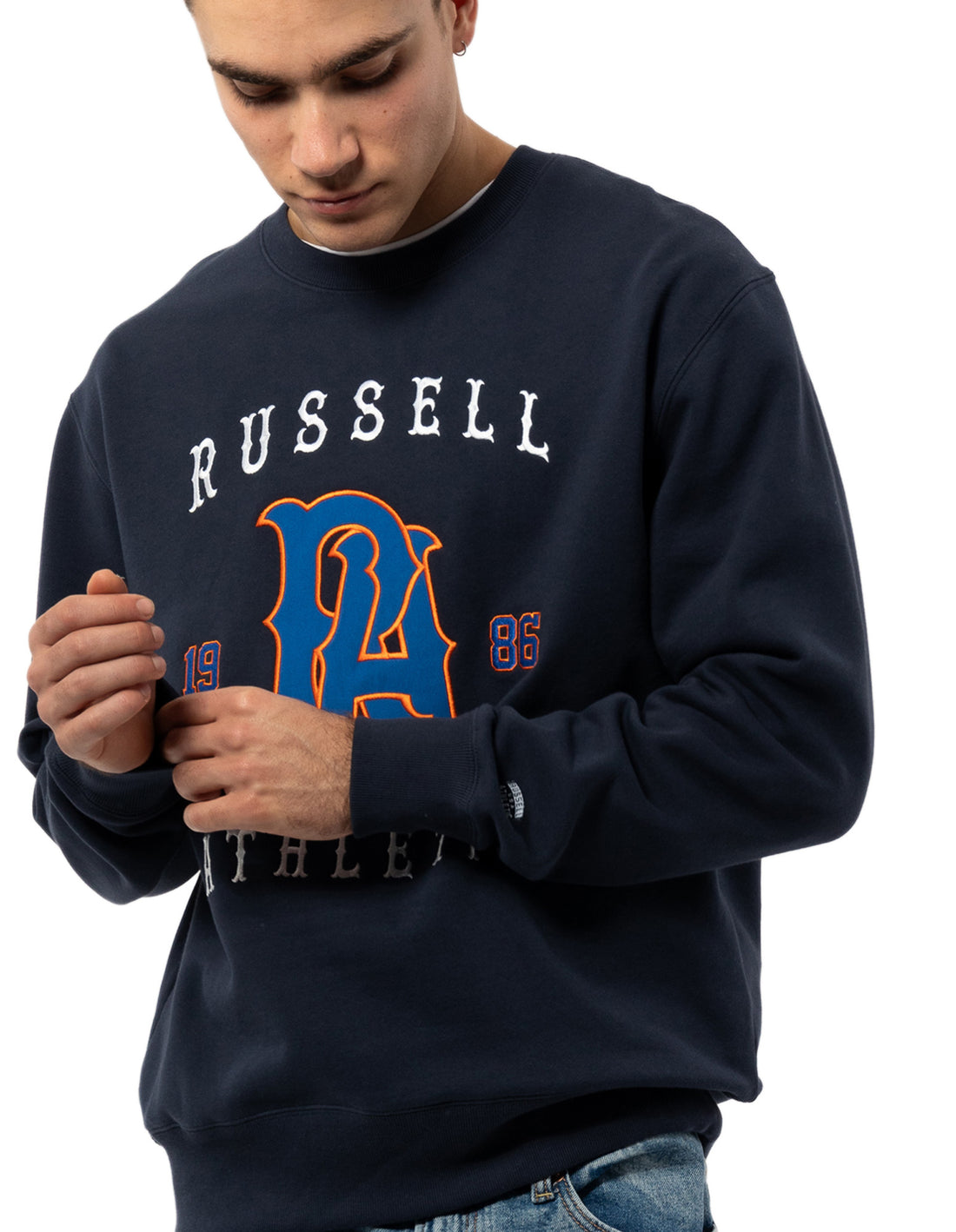 Pulovere Cu Decolteu Russell Athletic Midfielder Barbati Bleumarin | 63597-GIJA