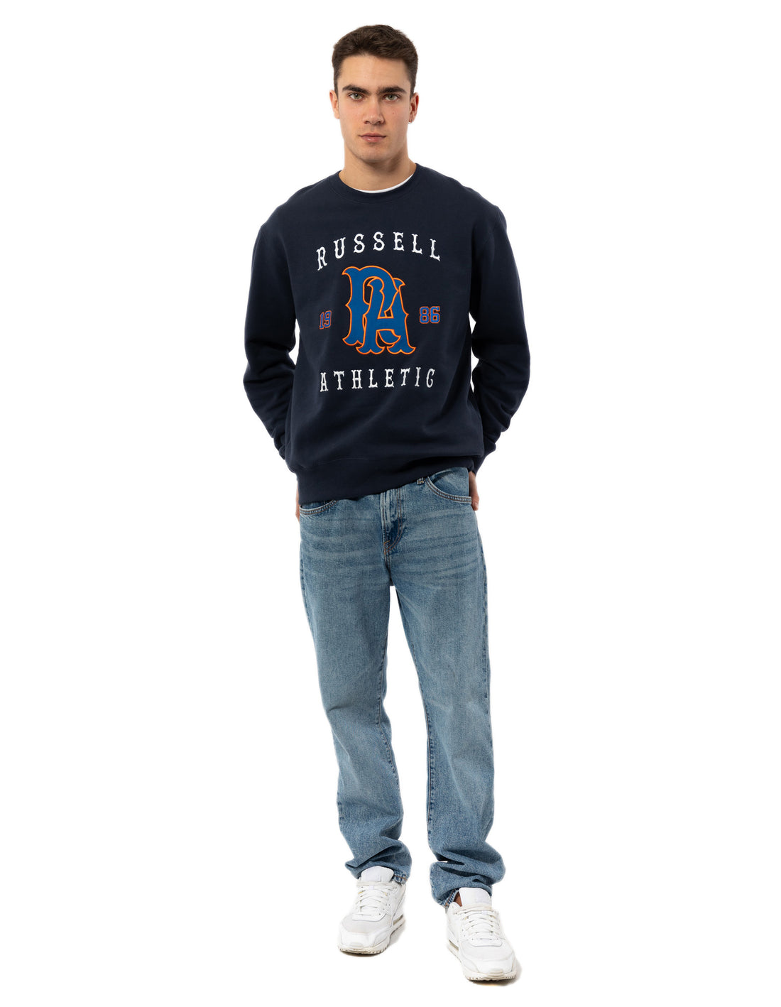 Pulovere Cu Decolteu Russell Athletic Midfielder Barbati Bleumarin | 63597-GIJA