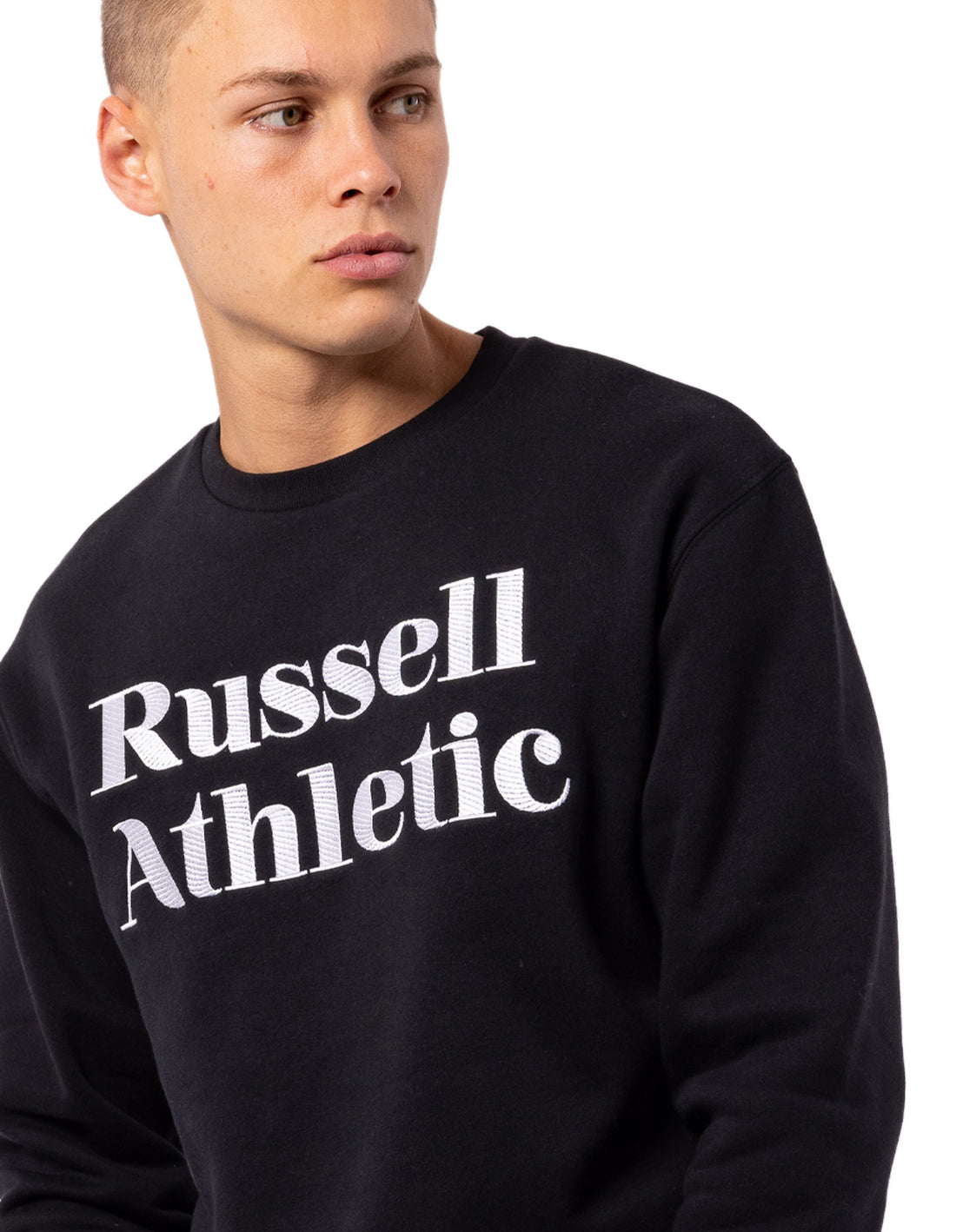 Pulovere Cu Decolteu Russell Athletic Serif Barbati Negrii | 75819-JDWQ