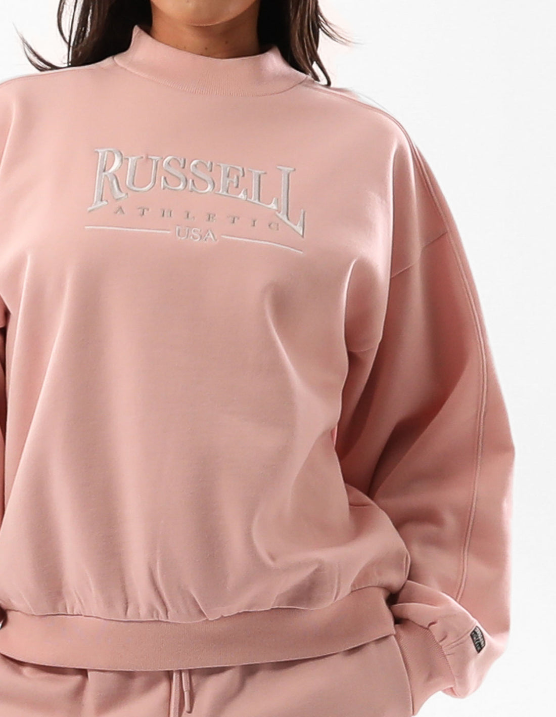 Pulovere Cu Decolteu Russell Athletic Tribeca Mock Neck Dama Roz Roz | 49725-IACR