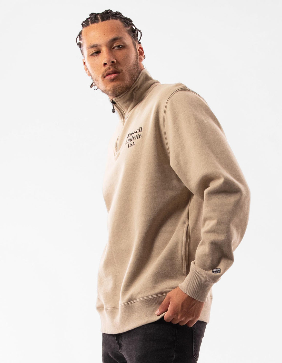 Top Russell Athletic Serif 1/4 Zip Barbati Maro | 43651-GUAM