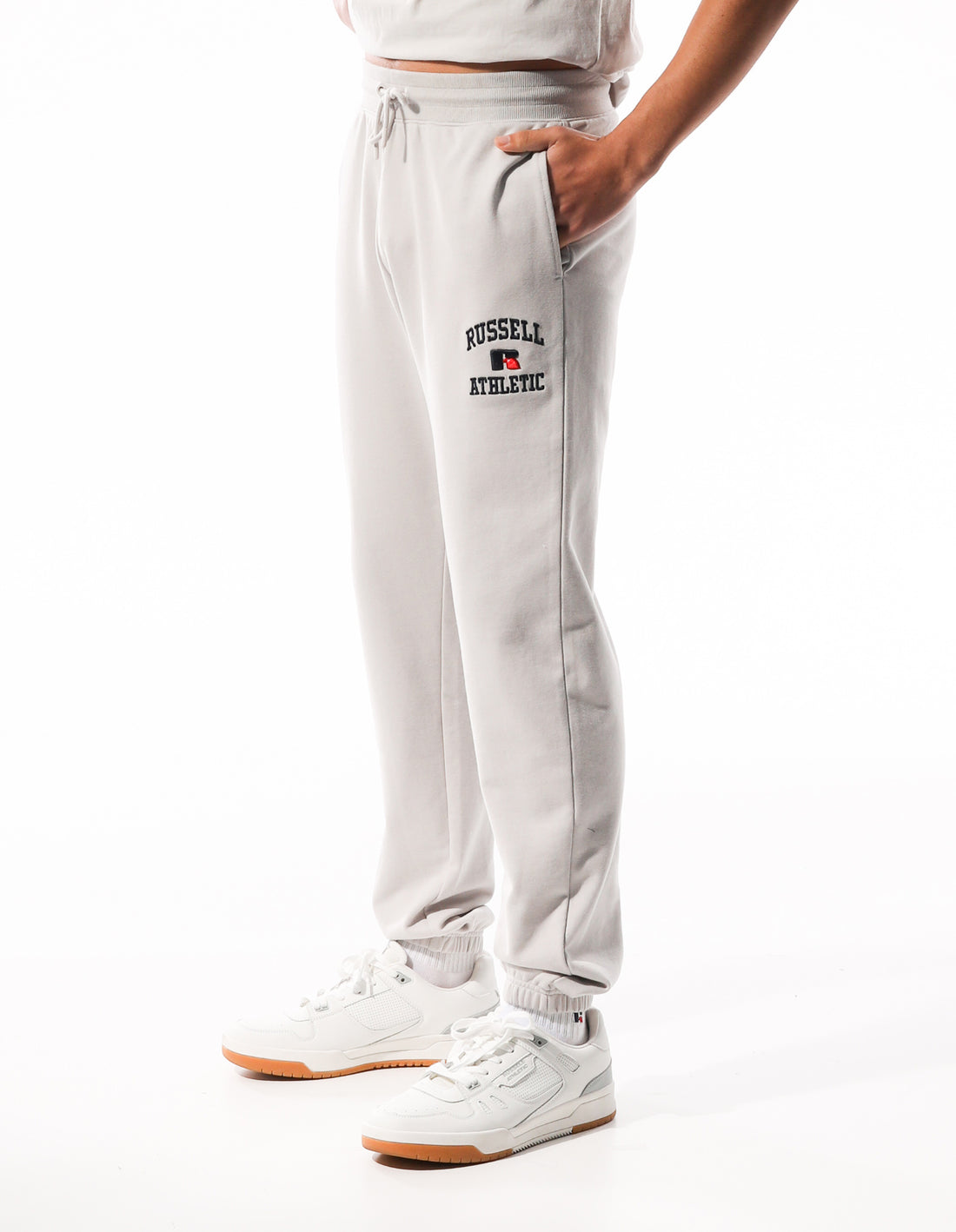 Track pants Russell Athletic Arch Logo Stripe Barbati Albi | 90256-UMTJ