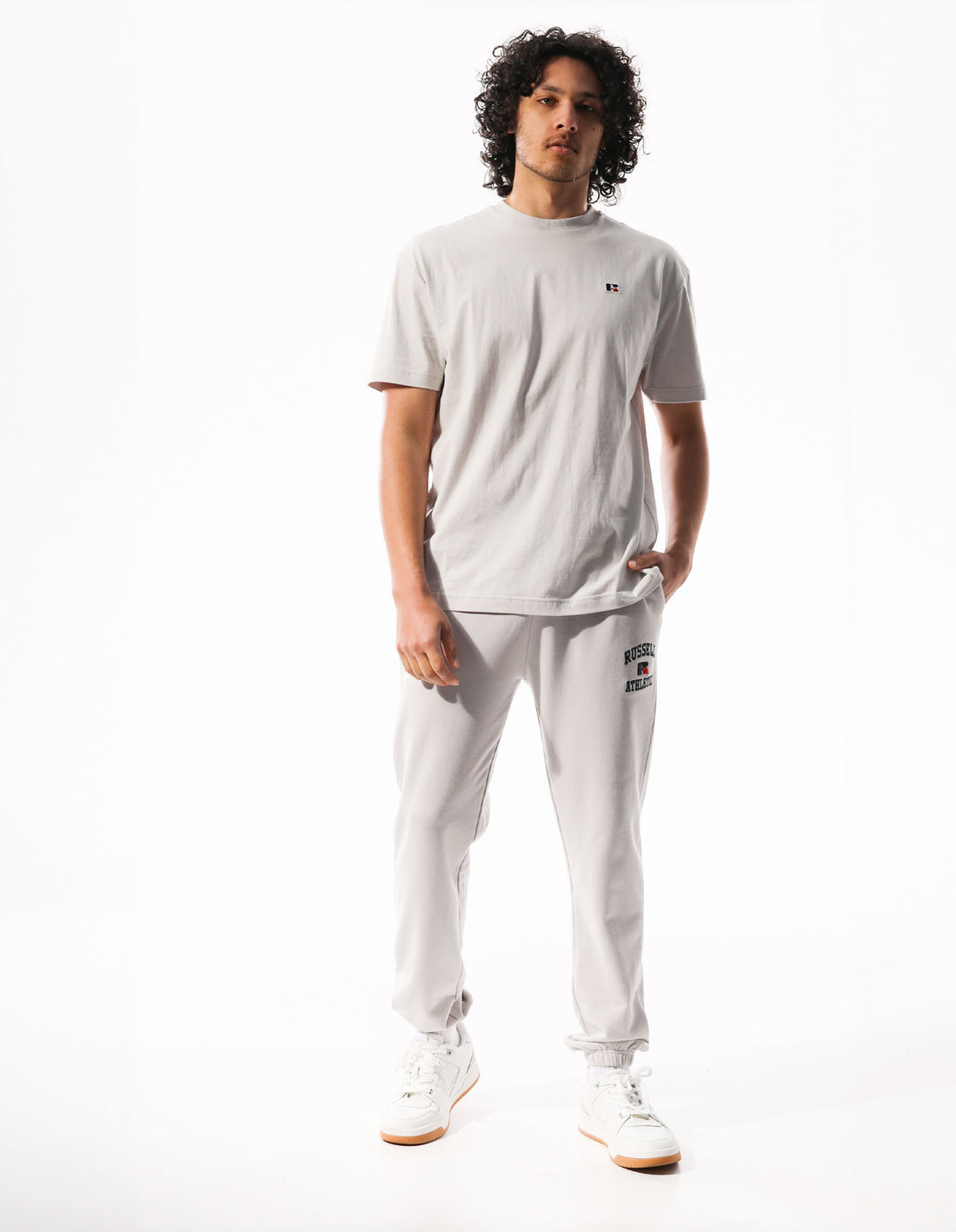 Track pants Russell Athletic Arch Logo Stripe Barbati Albi | 90256-UMTJ