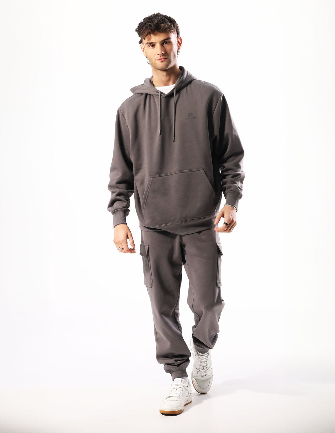 Track pants Russell Athletic Brooklyn Cargo Barbati Gri Maro | 65391-ESKY