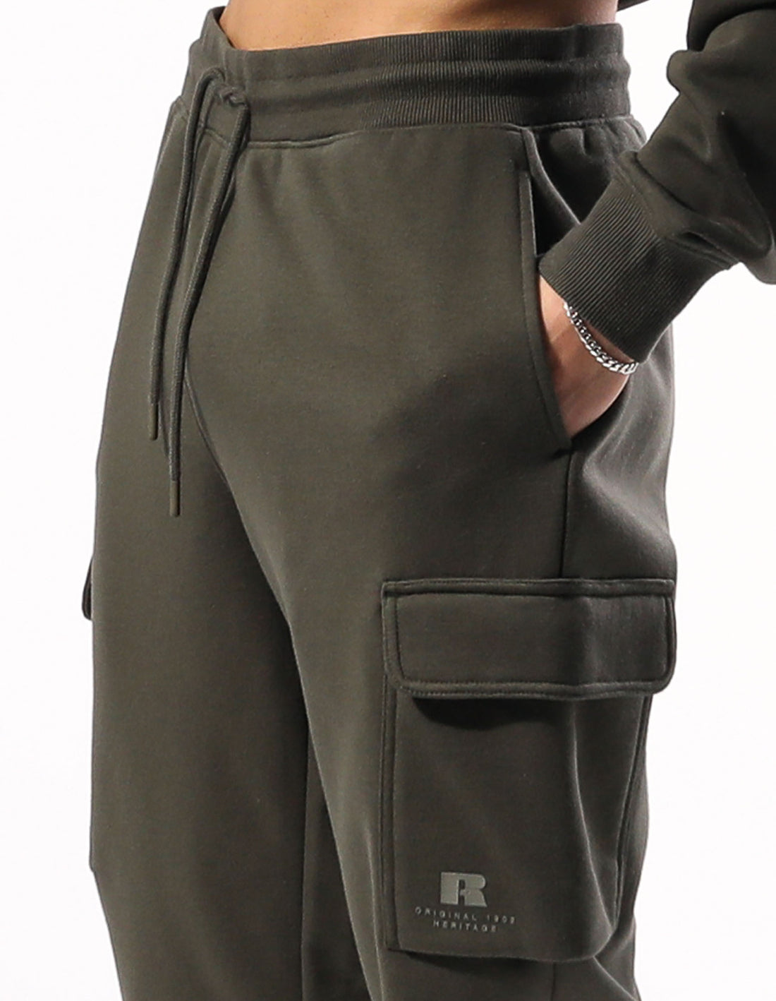 Track pants Russell Athletic Brooklyn Cargo Barbati Masline Verzi | 48253-FUVA