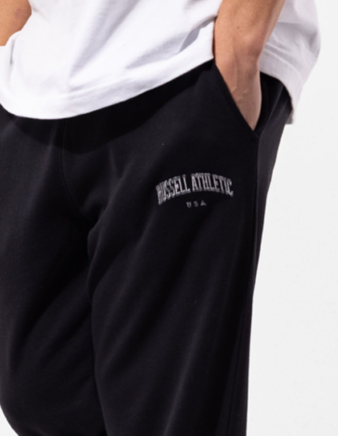 Track pants Russell Athletic Originals Big Arch Unbrushed Open Leg Barbati Negrii | 67183-NJQG