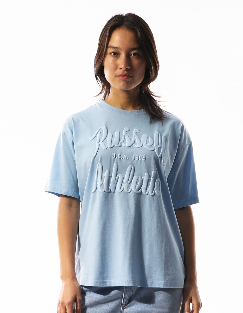 Tricouri Russell Athletic Annie Oversized Dama Albastri | 27386-TJEG