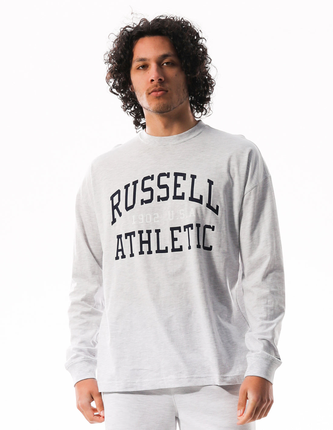 Tricouri Russell Athletic Big Arch Outline Long Sleeve Barbati Gri Deschis | 79326-AUHQ