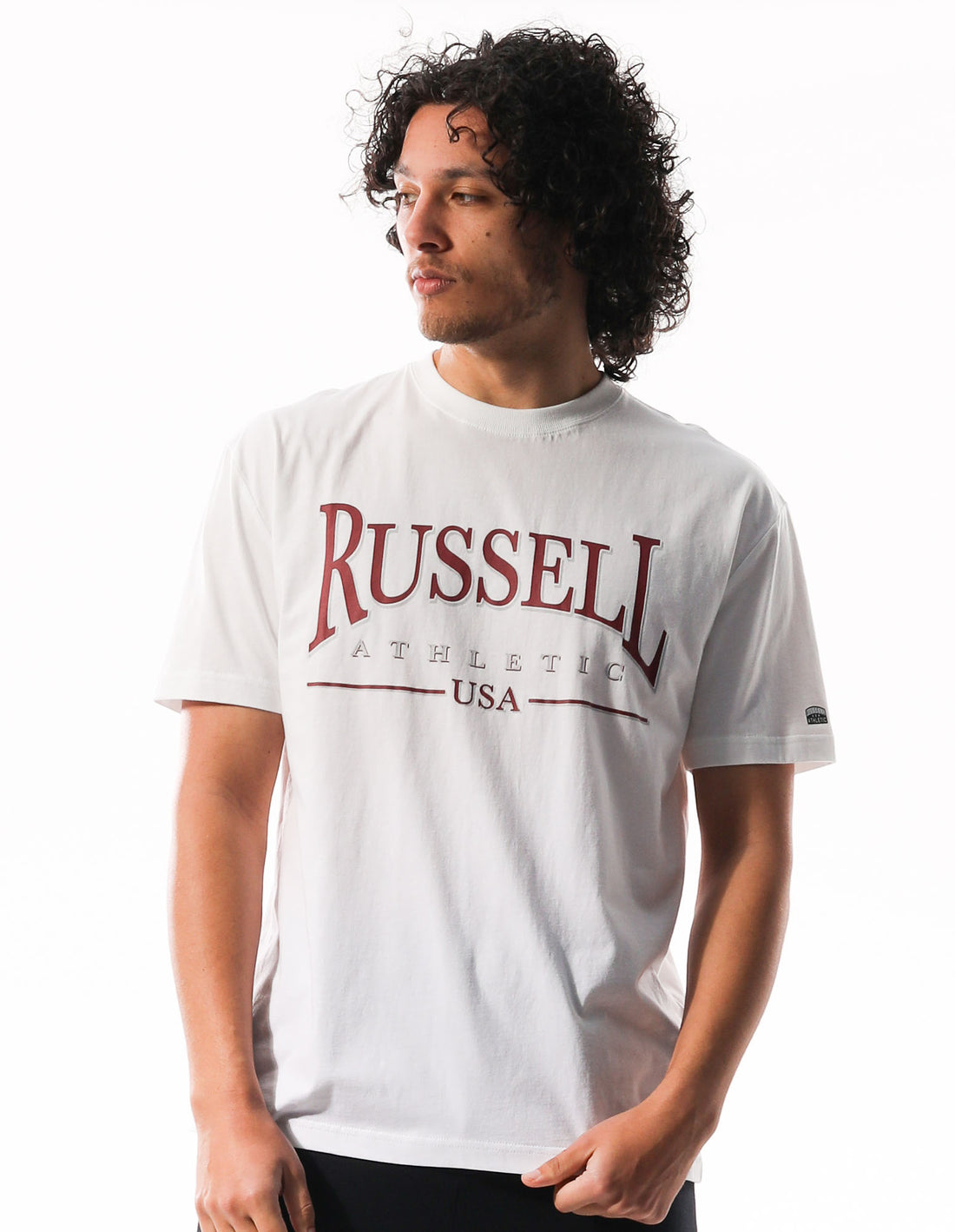 Tricouri Russell Athletic Glendale Oversized Barbati Albi | 60375-ZGHU