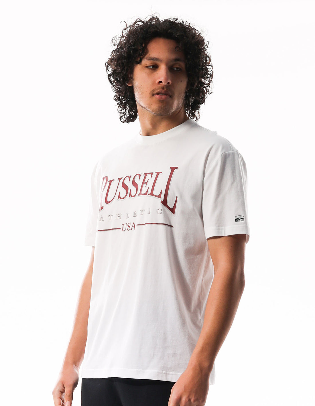 Tricouri Russell Athletic Glendale Oversized Barbati Albi | 60375-ZGHU